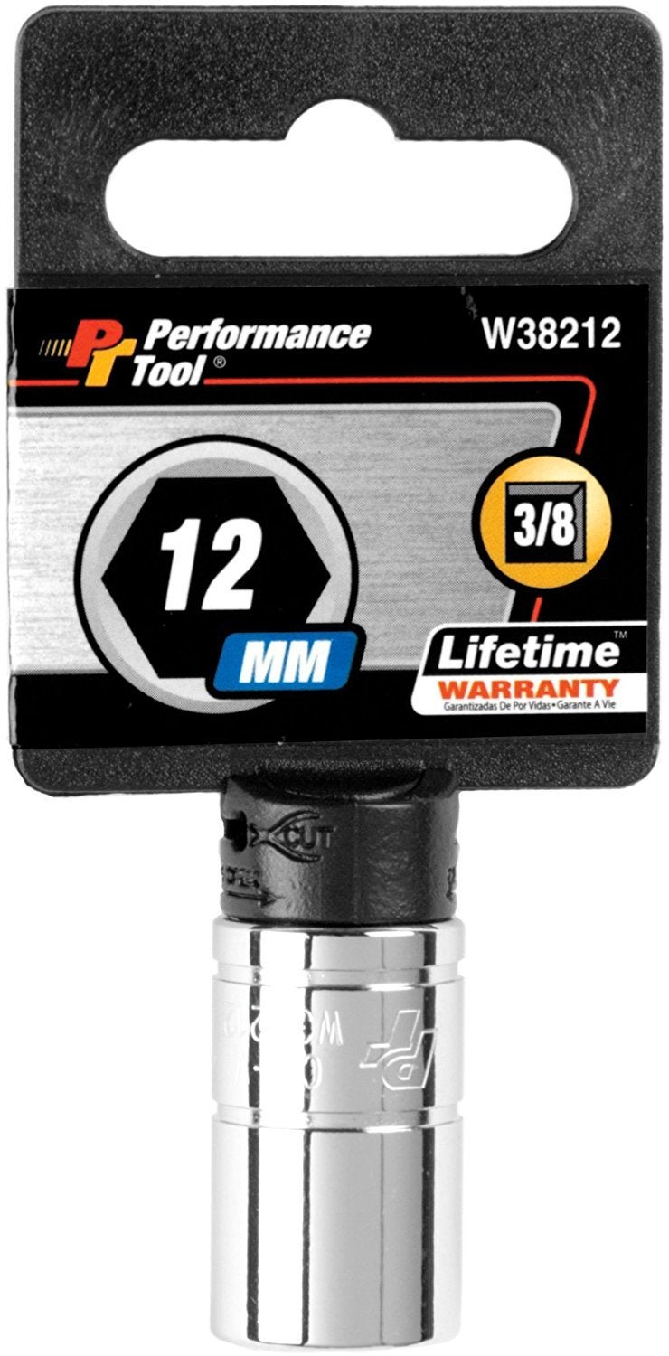 Performance Tool W38212 6-Point Socket, 3/8-Inch Drive, 12mm - Image 1