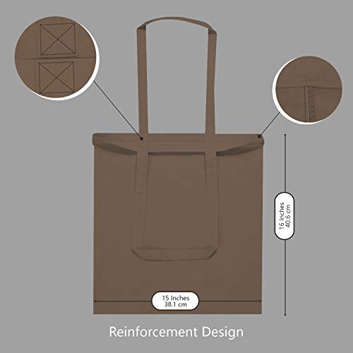 TOPDesign 12-Pack Economical 16"x15" Brown Cotton Tote Bag, Lightweight Medium Reusable Grocery Shopping Cloth Bags, Suitable for DIY, Advertising, Promotion, Gift, Activity - Image 5