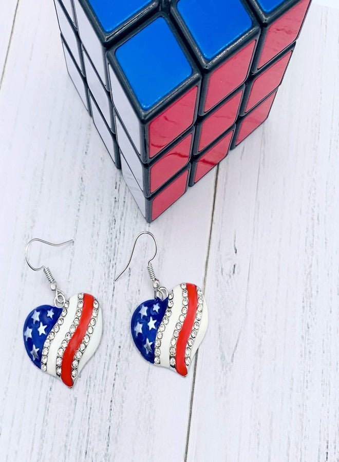 Mall of Style Red White and Blue Jewelry for Women - Patriotic Necklace - Heart Earrings (Heart Jewelry Set) - Image 3