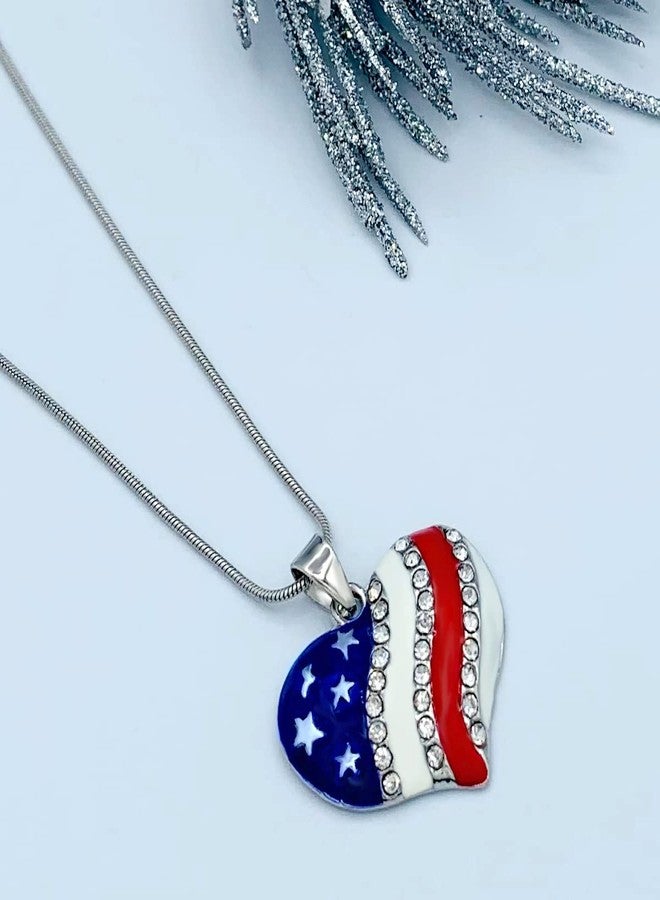 Mall of Style Red White and Blue Jewelry for Women - Patriotic Necklace - Heart Earrings (Heart Jewelry Set) - Image 4