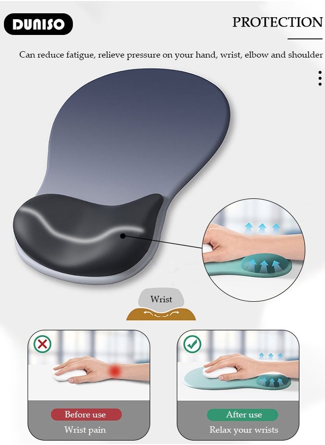 DUNISO Superfine Fiber Soft Memory Foam Ergonomic Mouse Pad with Wrist Rest Support, Comfortable Large Mouse pad with Non-Slip Base for Pain Relief Computer, Laptop, Gaming, Office, Etc (Navy Blue)  - Image 3