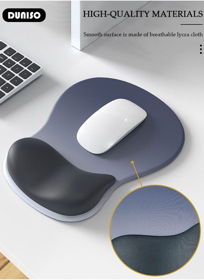 DUNISO Superfine Fiber Soft Memory Foam Ergonomic Mouse Pad with Wrist Rest Support, Comfortable Large Mouse pad with Non-Slip Base for Pain Relief Computer, Laptop, Gaming, Office, Etc (Navy Blue)  - Image 5