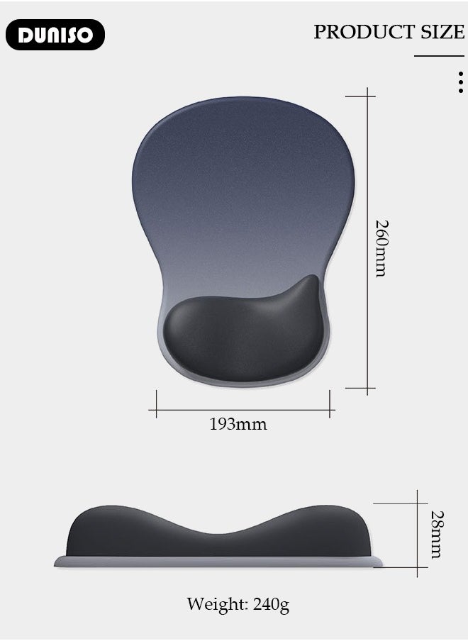 DUNISO Superfine Fiber Soft Memory Foam Ergonomic Mouse Pad with Wrist Rest Support, Comfortable Large Mouse pad with Non-Slip Base for Pain Relief Computer, Laptop, Gaming, Office, Etc (Navy Blue)  - Image 4