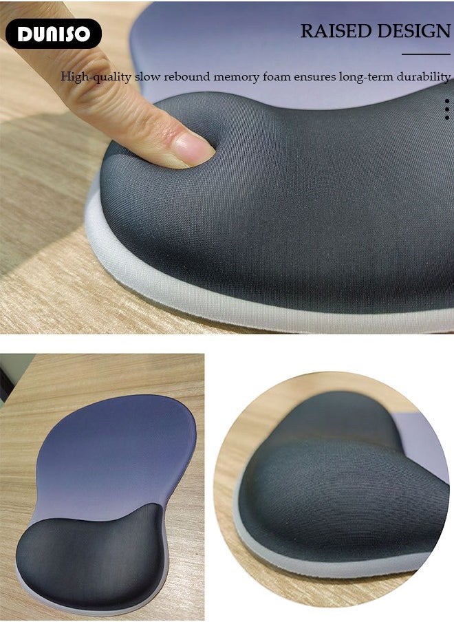 Superfine Fiber Soft Memory Foam Ergonomic Mouse Pad with Wrist Rest Support, Comfortable Large Mouse pad with Non-Slip Base for Pain Relief Computer, Laptop, Gaming, Office, Etc (Navy Blue)