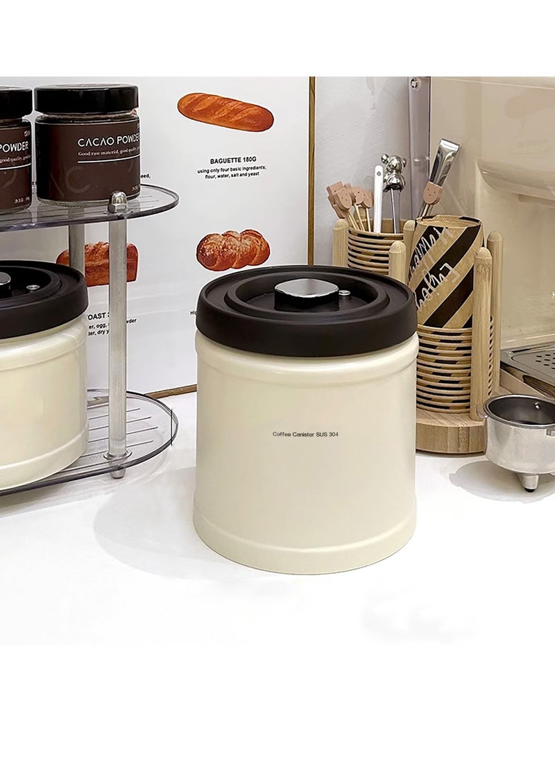 SYOSI Coffee Canister Airtight Container 1600ml Stainless Steel Coffee Bean Storage Container Vacuum Anti-Oxidation Food Container with CO2 Release Valve for Beans Grounds Flour Cereal Grain Grounds Nuts - Image 2