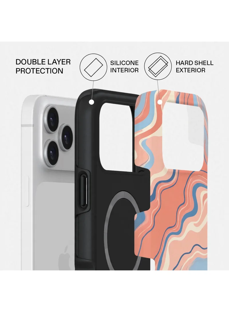 Mobcos iPhone 18 Pro Max Coral Wave Premium Case Compatible with Hybrid Dual-Layer Hard Shell + Silicone Protection - Scratch-Resistant Shockproof Mobile Cover