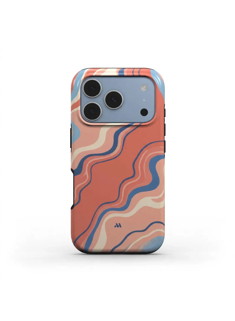 Mobcos iPhone 18 Pro Max Coral Wave Premium Case Compatible with Hybrid Dual-Layer Hard Shell + Silicone Protection - Scratch-Resistant Shockproof Mobile Cover