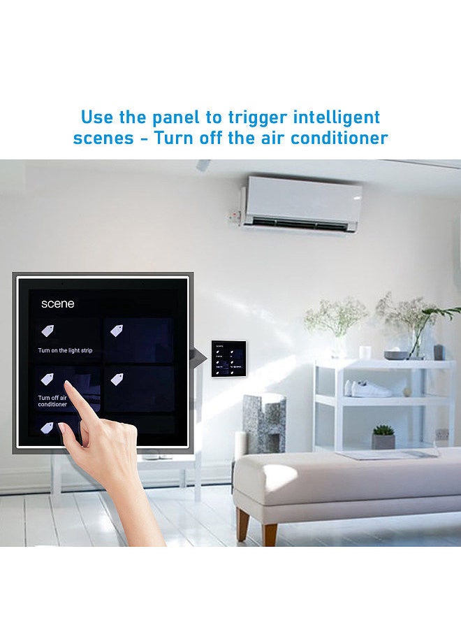 Smart Home Control Panel Multi-functional WiFi Smart Scene Wall Switch ZigBee BT Function APP Remote Control with 4-inch LCD Touch Screen Clock Date Temperature Weather Display