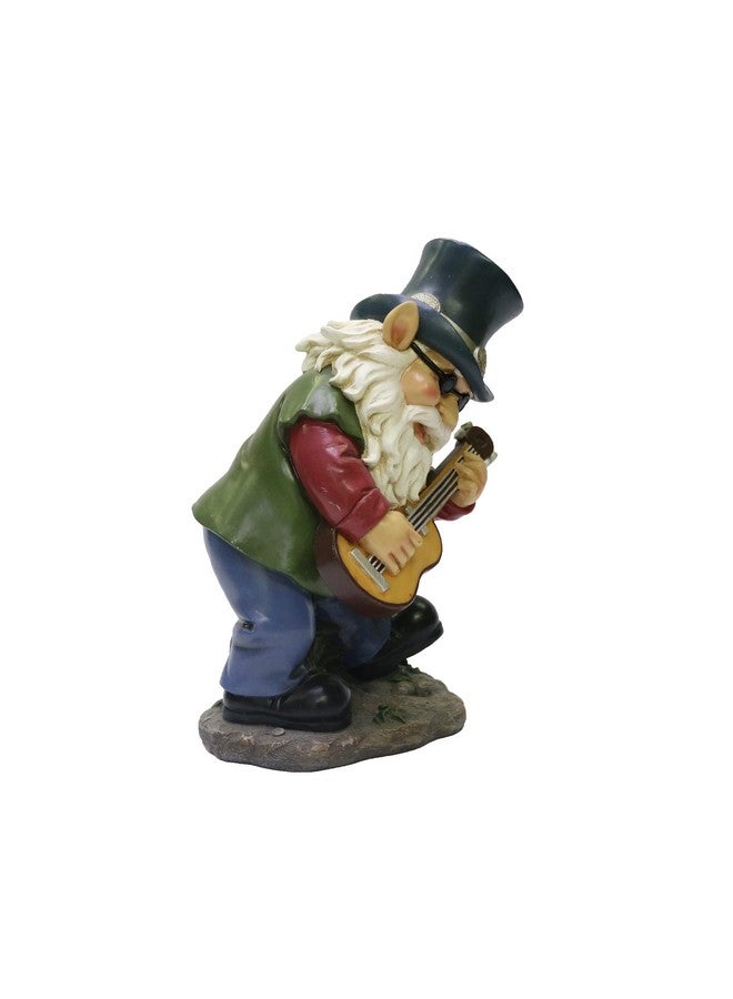 Nature's Mark Rock n Roll Gnome in a Band Playing Guitar Resin Statue Figurine Home Garden Decorative Accent Décor (9" H) - Image 3