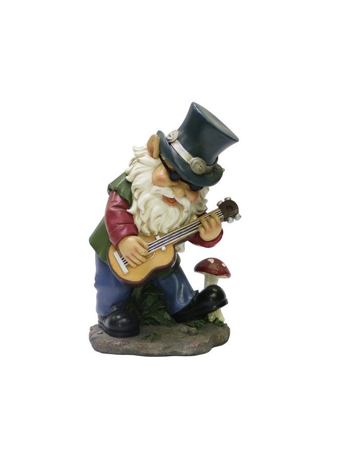 Nature's Mark Rock n Roll Gnome in a Band Playing Guitar Resin Statue Figurine Home Garden Decorative Accent Décor (9" H) - Image 1
