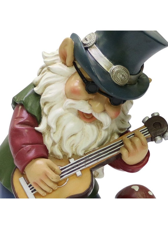 Nature's Mark Rock n Roll Gnome in a Band Playing Guitar Resin Statue Figurine Home Garden Decorative Accent Décor (9" H) - Image 4