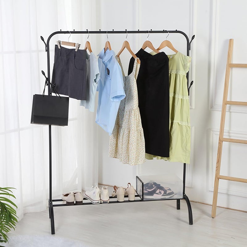Urbane Home Urbane Home Cloth Hanger and Organiser for Coat Hat Handbag Umbrella Display Rack for Home Office Showroom Stainless SteelColorBlack TW603BK  - Image 2