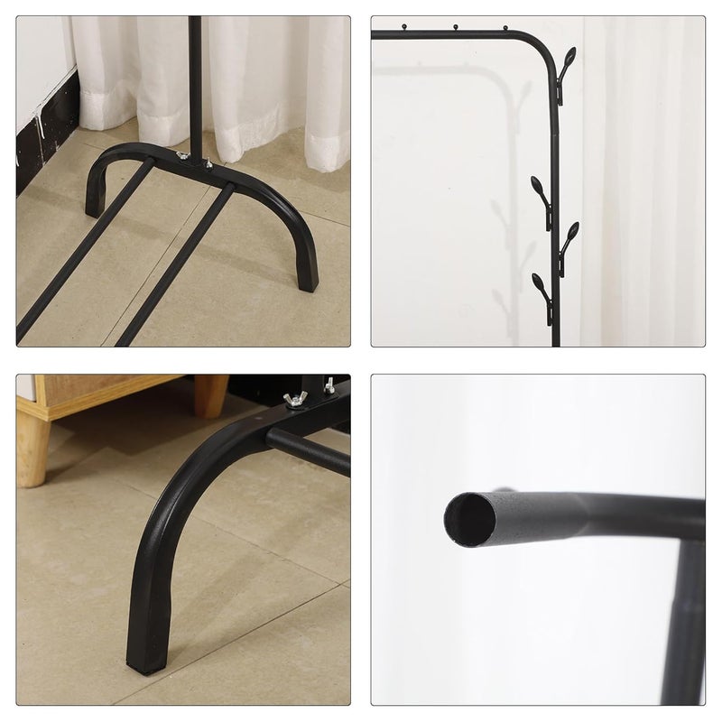 Urbane Home Urbane Home Cloth Hanger and Organiser for Coat Hat Handbag Umbrella Display Rack for Home Office Showroom Stainless SteelColorBlack TW603BK  - Image 5