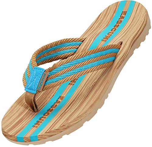 Eagsouni Women's Men's Casual Flip Flops Comfort Beach Thongs Sandals Non-Slip Shower Shoes Light Blue - Image 1
