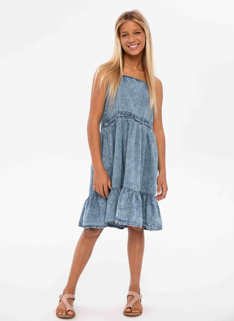 MINOTI Teen Girls Denim Tiered Dress