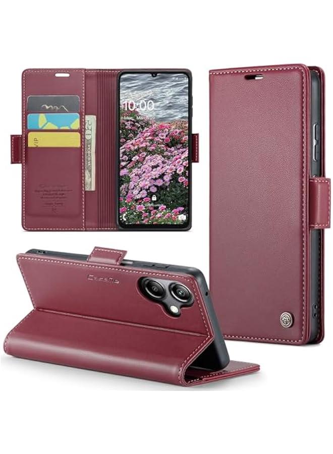 Magnetic Leather Wallet Case for Samsung Galaxy A06 with RFID Blocking and Card Holder, Slim Shockproof Anti-Scratch Cover - Image 1