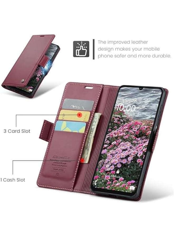 Magnetic Leather Wallet Case for Samsung Galaxy A06 with RFID Blocking and Card Holder, Slim Shockproof Anti-Scratch Cover - Image 5