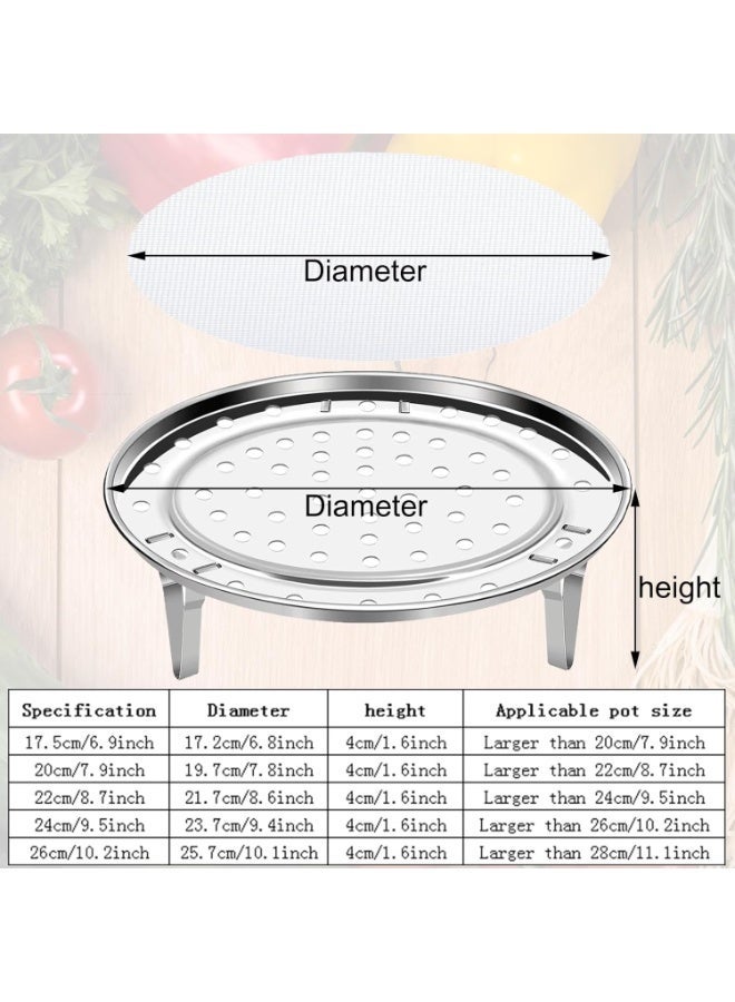 7.9 Inch Round Stainless Steel Steamer Rack with Silicone Liners, Multi‑Purpose Food Steamer Basket with Removable Stand for Vegetables, Dumplings, Fish & Seafood, Compatible with Instant Pot - Image 2