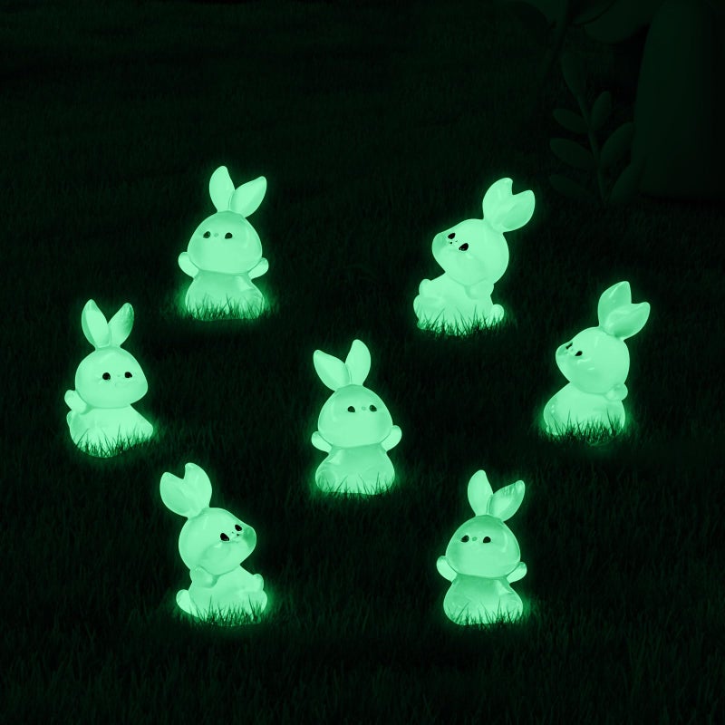 HOMICO 30 Pieces Rabbit Miniature Figurines Luminous Mini Easter Bunny Small Rabbits Mini Resin Animals for Dollhouse Fairy Garden Micro Landscape Bunny Party Favors - Image 5