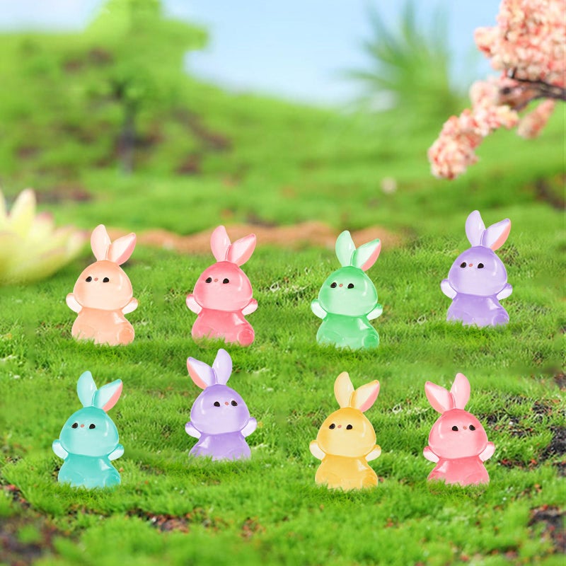 HOMICO 30 Pieces Rabbit Miniature Figurines Luminous Mini Easter Bunny Small Rabbits Mini Resin Animals for Dollhouse Fairy Garden Micro Landscape Bunny Party Favors - Image 4