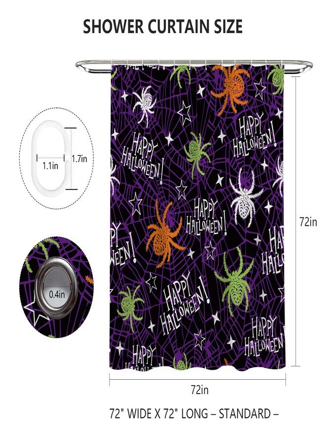 MEHOFOND Happy Halloween Shower Curtains for Bathroom Purple Spider Web Shower Curtain Scary Spider Shower Curtains for Halloween Bathroom Decor Washable Durable Fabric PolyesterCurtains 72x72 inch - Image 4