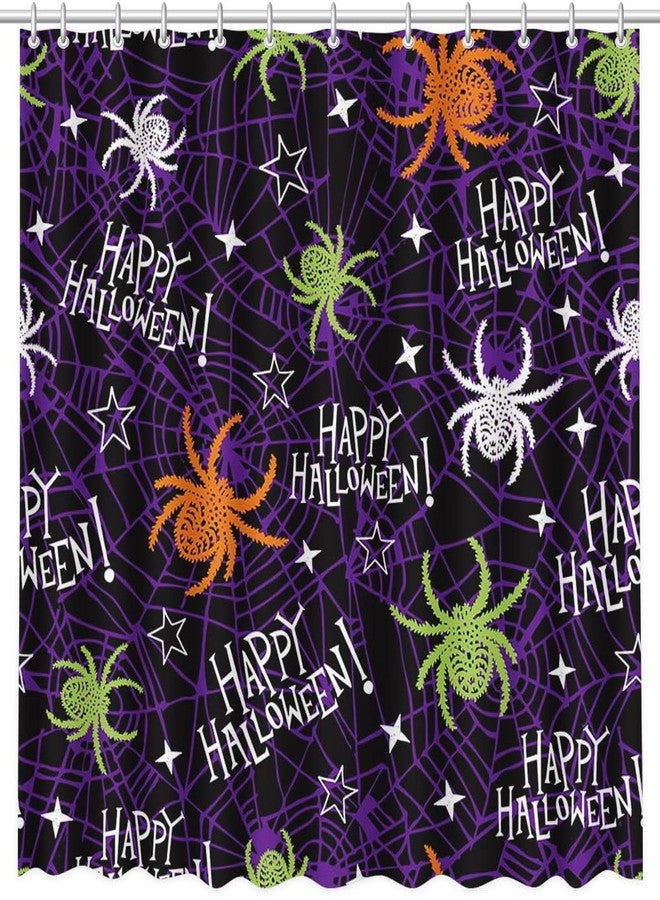 MEHOFOND Happy Halloween Shower Curtains for Bathroom Purple Spider Web Shower Curtain Scary Spider Shower Curtains for Halloween Bathroom Decor Washable Durable Fabric PolyesterCurtains 72x72 inch - Image 3
