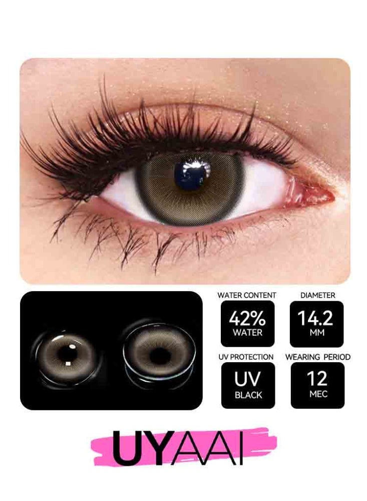 UYAAI Choco Jump Amber Series Yearly Colored Contact Lenses, Unisex Cosmetic Contact Lenses, Natural Fashion Lenses, 42% Soft Contact Lenses - Image 3