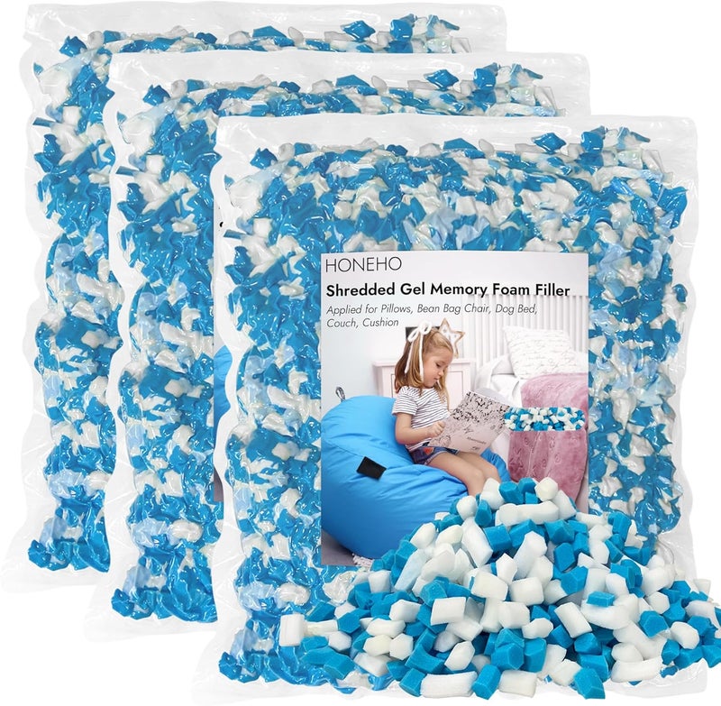 HONEHO 6.6KG Shredded Gel Memory Foam Filling, Comfortable and Soft Bean Bag Chair Filler, Memory Foam Stuffing for Cooling Pillow, Beanbag, Stuffed Animal, Dog Bed, Couch Cushion - Image 1