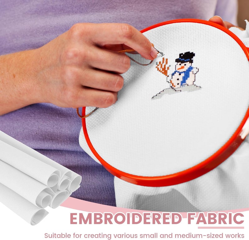 windforgecraft 12 Pcs Square Needlework Fabric Solid Colour Embroidery Fabric Stitch Embroidery Cloth Needlework Fabric for Making Garment Craft Cross Stitch Needle Embroidery DIY Decoration (White) - Image 5