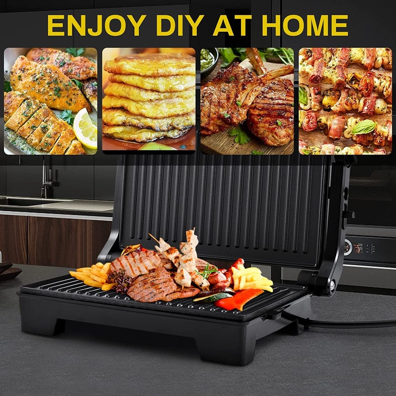 VBM Panini Press Sandwich Maker NonStick Coated Plates Opens 180 Degrees 850W Sandwich Press Contact Indoor Grill with Locking Lid Black - Image 5