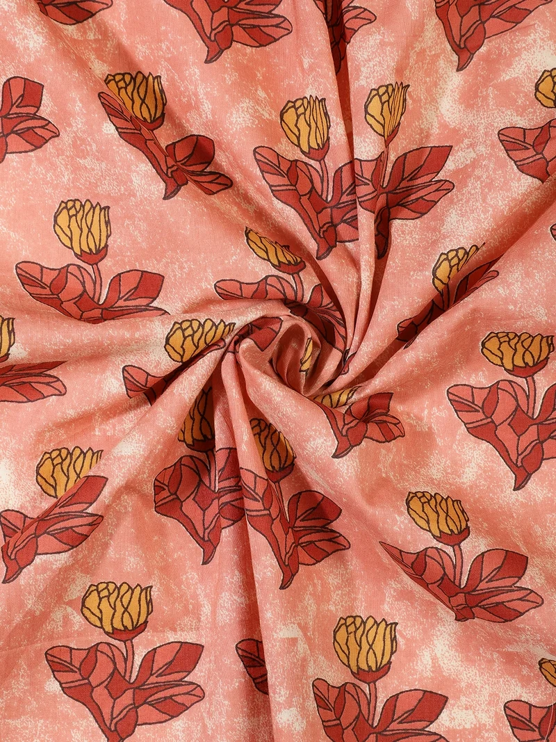 أيه كيه إس Pink Block Print Fabric for Crafting