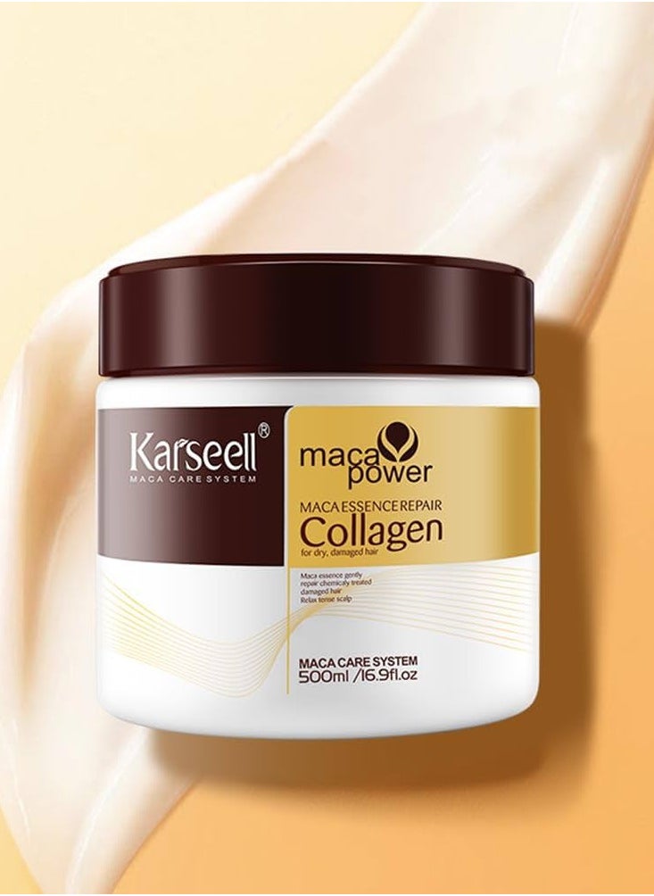 Karseell Karseell Collagen Hair Treatment Deep Repair Conditioning Argan Oil Collagen Hair Mask Essence for Dry Damaged Hair All Hair Types 500ml  - Image 1