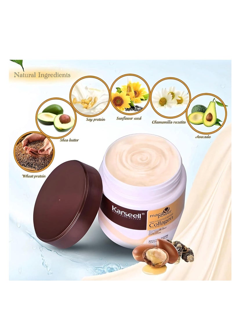 Karseell Karseell Collagen Hair Treatment Deep Repair Conditioning Argan Oil Collagen Hair Mask Essence for Dry Damaged Hair All Hair Types 500ml  - Image 2