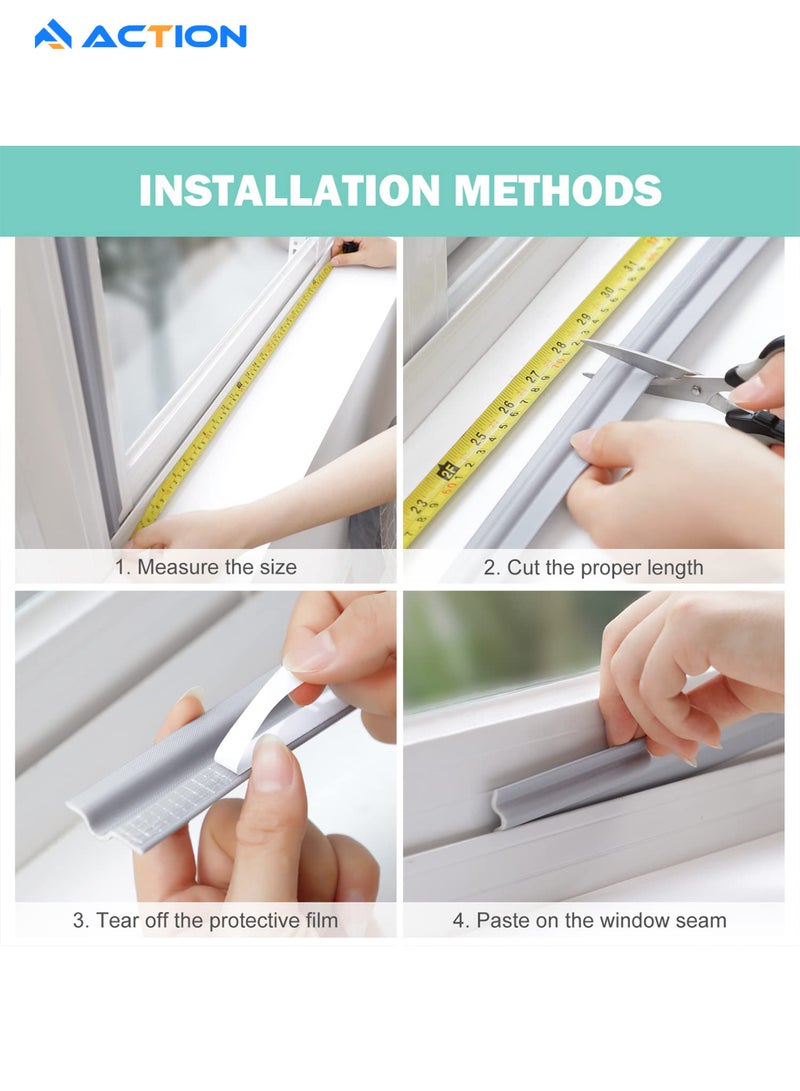 ACTION ACTION Draft Stopper Sweep, Door Weatherproofing Stripping, Window Seal Strip Self-adhisive Soundproof Cuttable Weather Length 2M - Grey  - Image 4