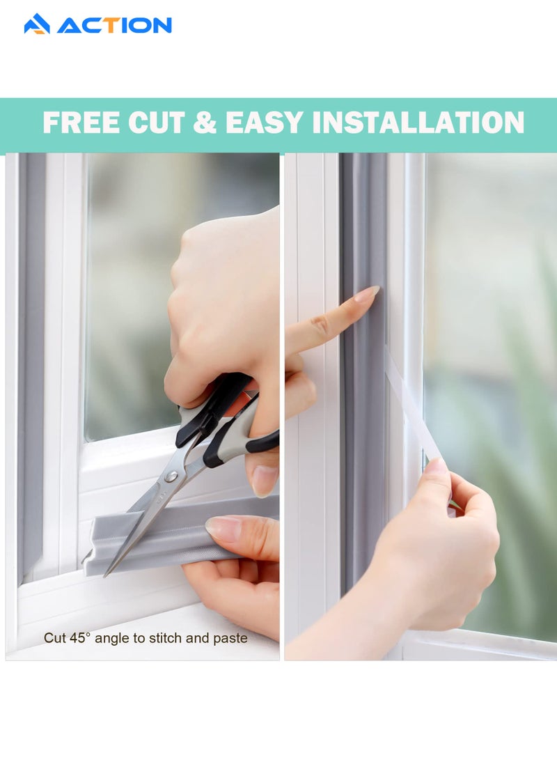 ACTION ACTION Draft Stopper Sweep, Door Weatherproofing Stripping, Window Seal Strip Self-adhisive Soundproof Cuttable Weather Length 2M - Grey  - Image 3