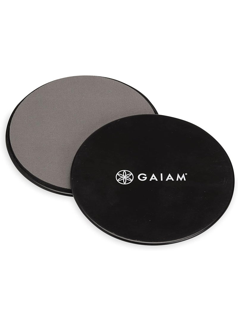Gaiam Gaiam Core Sliding Discs  Dual Sided Workout Sliders for Carpet  Hardwood Floor  Home Ab Pads Exercise Equipment Fitness Sliders for Women and Men GreyBlack  - Image 1