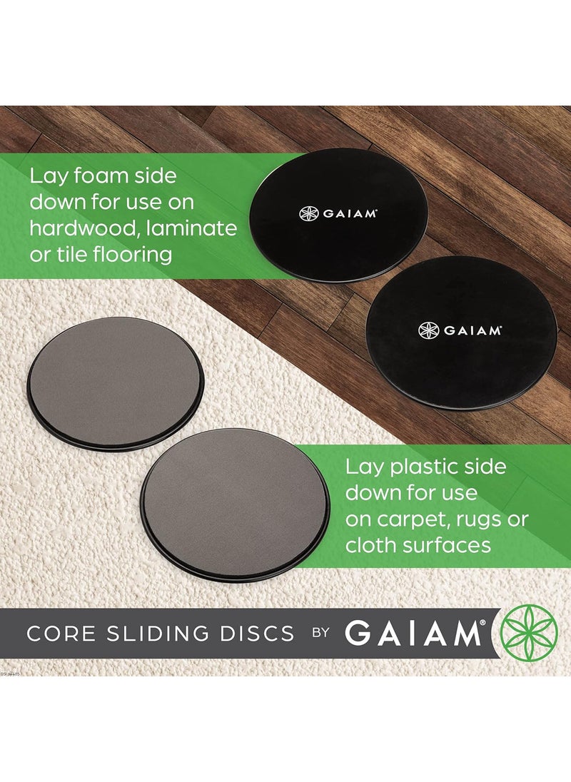 Gaiam Gaiam Core Sliding Discs  Dual Sided Workout Sliders for Carpet  Hardwood Floor  Home Ab Pads Exercise Equipment Fitness Sliders for Women and Men GreyBlack  - Image 3