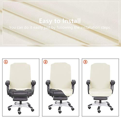 SARAFLORA Office Chair Cover- Large, Ivory- Removable Computer Chair Cover for Office Chair with Zipper for Universal Rotating Chair Desk Chair Cover High Back Chair Seat Washable Protector for Pets - Image 5