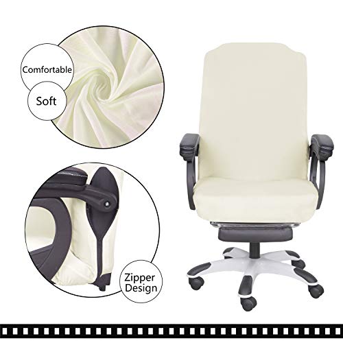 SARAFLORA Office Chair Cover- Large, Ivory- Removable Computer Chair Cover for Office Chair with Zipper for Universal Rotating Chair Desk Chair Cover High Back Chair Seat Washable Protector for Pets - Image 4