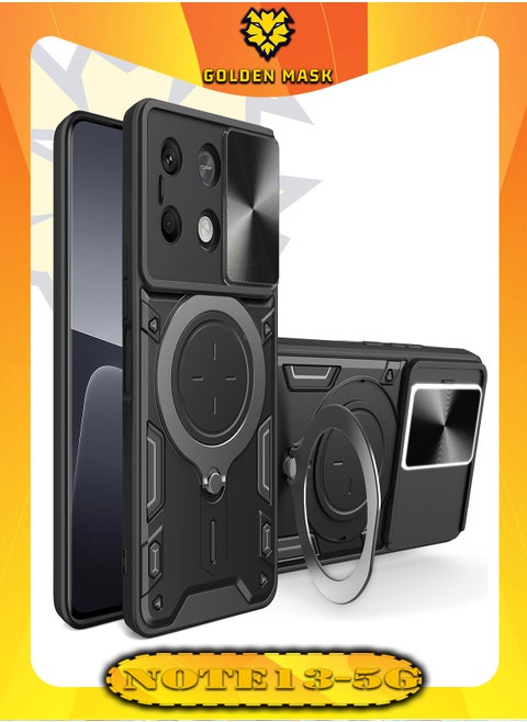 GOLDEN MASK For Xiaomi Redmi Note 13 5G Armored Camera Shield Cover Camera Lend Protection, Built-in 360° (Black)