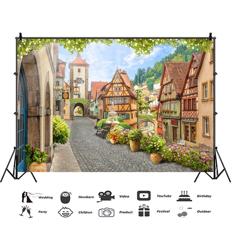 Yeele 10x8ft Romantic European Mediaeval Town Backdrop for Photography Townlet Street Alley Background Travel Scenery Photo Booth Shoot Vinyl Studio Props - Image 2