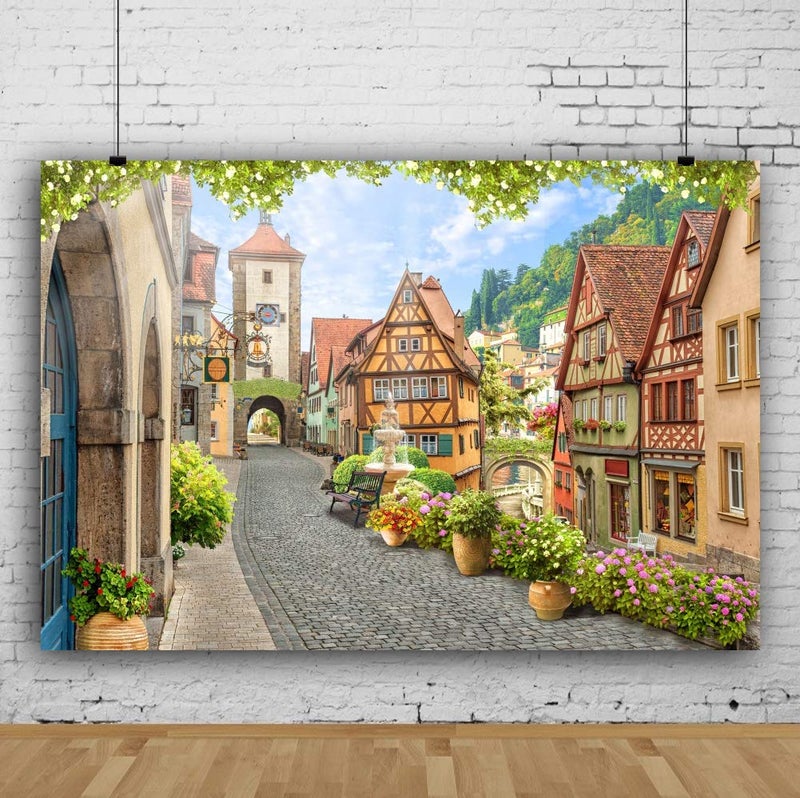 Yeele 10x8ft Romantic European Mediaeval Town Backdrop for Photography Townlet Street Alley Background Travel Scenery Photo Booth Shoot Vinyl Studio Props - Image 3