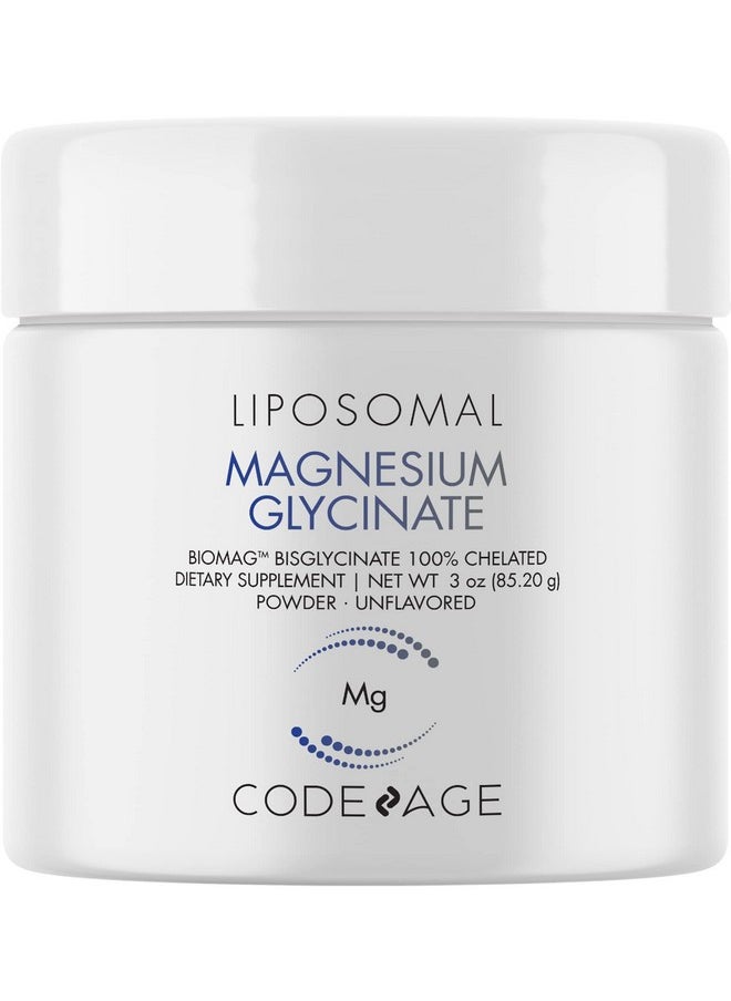 Codeage Magnesium Glycinate Powder Supplement 2Month Supply Bisglycinate Magnesium Chelate Unflavored Liposomal Delivery  Absorption Chelated Magnesium Powder Mineral Nongmo Vegan 3 Oz  - Image 1