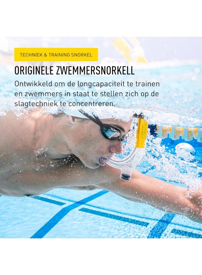 FINIS Original Swimmer’s Snorkel - Center-Mount Design - For Swim Training - Adjustable Fit - Purge Valve - Yellow - Adult - Image 2