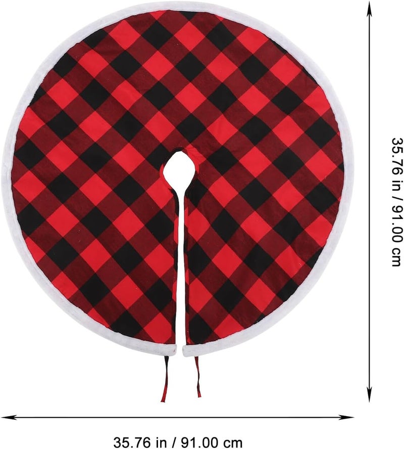 VICASKY Christmas Tree Skirt Plaid Tree Apron 36-inch Red Double Layer Farmhouse Christmas Decorations for Holiday Home Display - Image 2