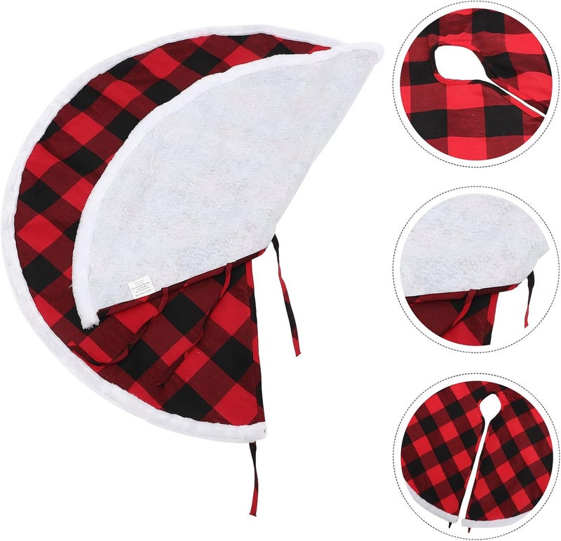 VICASKY Christmas Tree Skirt Plaid Tree Apron 36-inch Red Double Layer Farmhouse Christmas Decorations for Holiday Home Display - Image 4