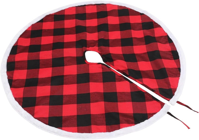 VICASKY Christmas Tree Skirt Plaid Tree Apron 36-inch Red Double Layer Farmhouse Christmas Decorations for Holiday Home Display - Image 1