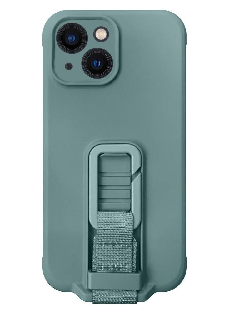 CATANES iPhone 13 Case Soft Silicone Foldable Kickstand Buckle Hook Back Cover Green - Image 1