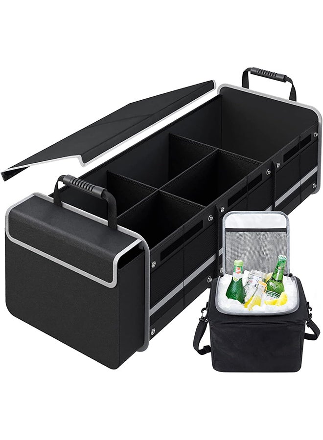 Hihonor Car Trunk Organizer, Collapsible Multi-Compartment Car Organizers, Portable Luggage Organizer, Heat Insulation Leak Proof Cooler Bag for SUV/Van/Picnic Camping (90*35*30cm)  - Image 1