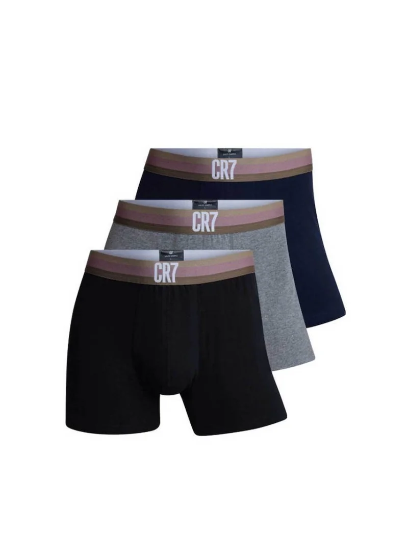 CR7  CR7 Men’s Basic Trunk Underwear 3-Pack Multicolor – Cotton Stretch  | Best Price UAE